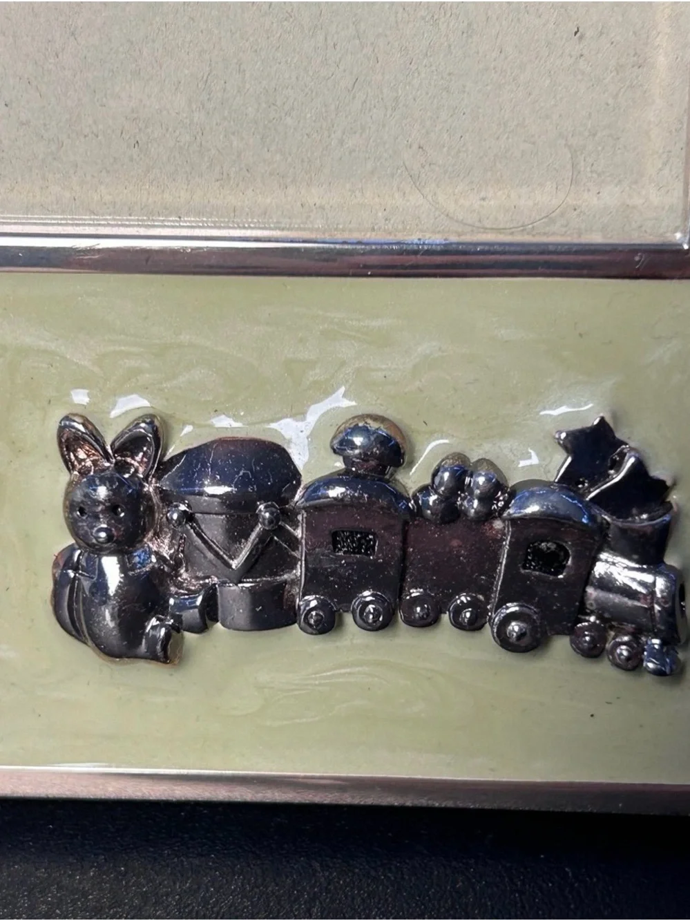 Silver and Cream Baby Train Picture Frame